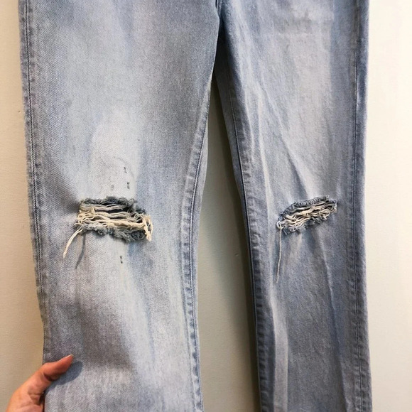 JOHN ELLIOT Light Wash Baggy High Rise Designer Distressed Straight Leg Jeans 28 - Picture 4 of 11